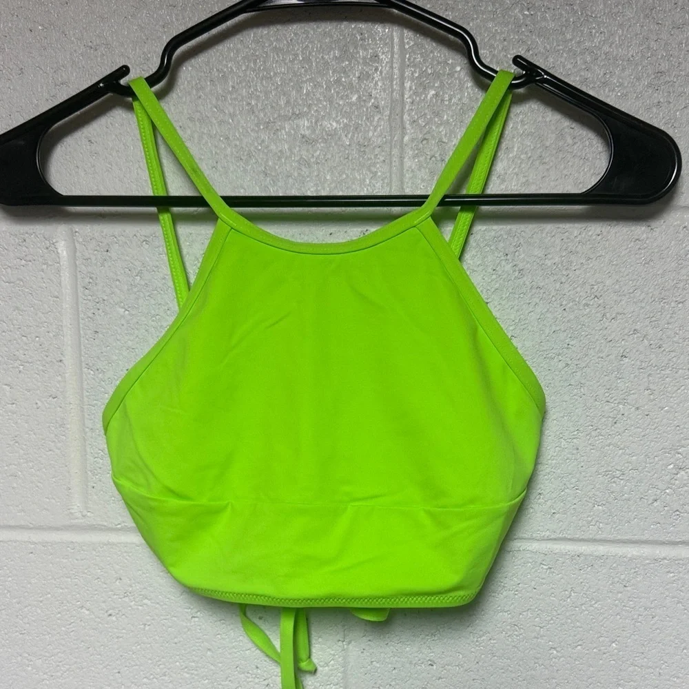 SKIMS Neon Green High Neck Bikini‎ Top